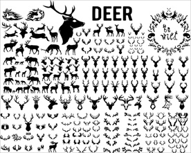 梅花鹿矢量剪影合集系列