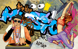 个性英文涂鸦街舞工装背景墙