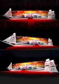 帆船造型舞台设计效果PSD