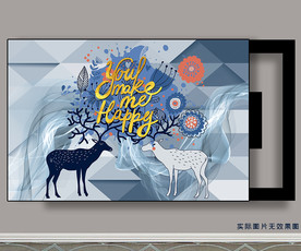 北欧简约麋鹿电表箱装饰画