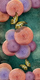 轻奢简约蝴蝶圆形玄关装饰画