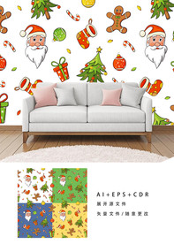 卡通圣诞节背景墙壁纸墙纸