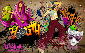 个性砖墙欧美嘻哈工装背景墙