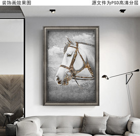 骏马复古油画装饰画