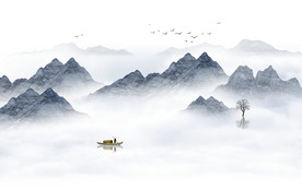 中式水墨山水画