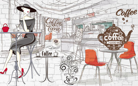 个性砖墙咖啡馆工装背景墙