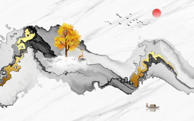 新中式山水背景墙