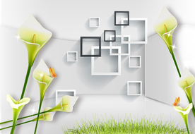 马蹄莲3D立体电视背景墙