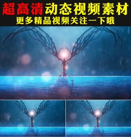 蓝色粒子雨海洋海水战士视频