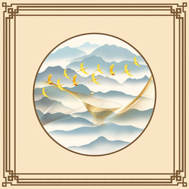 新中式山水风景吊顶