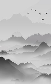 新中式现代简约水墨山背景墙