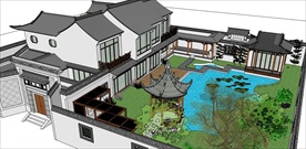 草图大师模型园林别墅