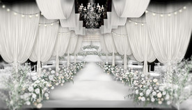 白绿韩式小清新布幔婚礼效果图