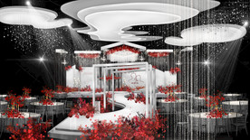 红白大气极简婚礼效果图