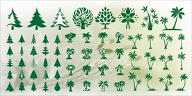 卡通树木矢量剪影合集