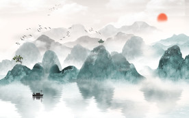 水墨山水背景墙