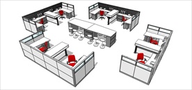 草图大师模型办公桌