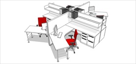 草图大师模型办公桌