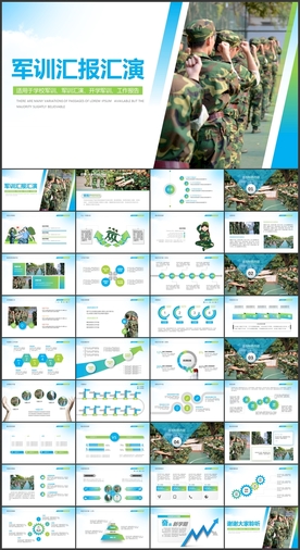 开学军训汇演军事锻炼汇报PPT