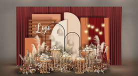 橙色婚礼甜品区