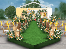 明黄色户外婚礼仪式区