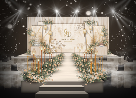 香槟色新中式婚礼仪式区