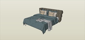 草图大师模型现代家具双人床