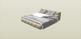 草图大师模型现代家具双人床