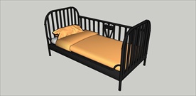 草图大师模型仿古铁艺单人床