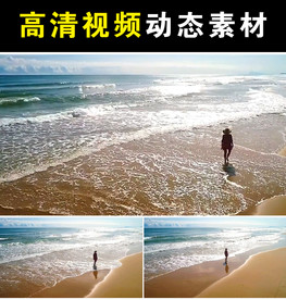 海边散步美女mp4短视频素材