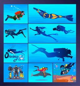 矢量潜水旅游娱乐系列