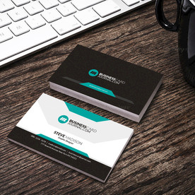 黑绿白简约名片正反双面PSD模