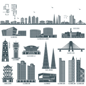 达州市地标建筑剪影