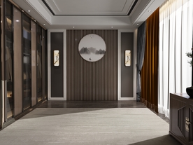 中式背景墙 卧室室内设计摄影墙