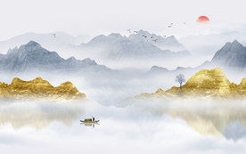 中式水墨山水画