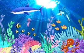 梦幻儿童房梦幻海底世界卡通背景