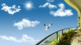 蓝天白云海景图