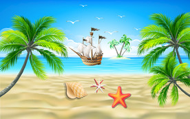 海景儿童房小孩房卡通背景墙装饰