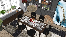 现代餐厅SU模型