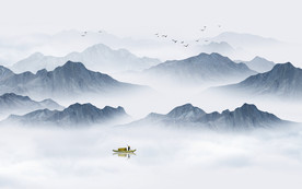 中式水墨山水画