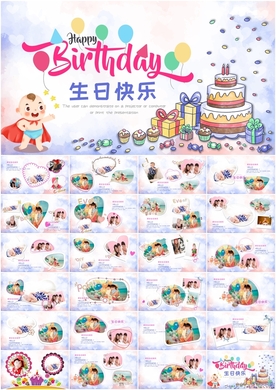 生日快乐纪念册电子相册PPT