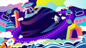 色彩缤纷科技太空海报