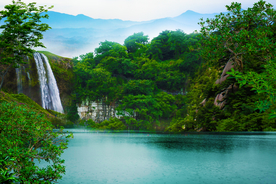 瀑布风景 山水画