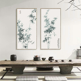 新中式水墨竹子双联装饰画