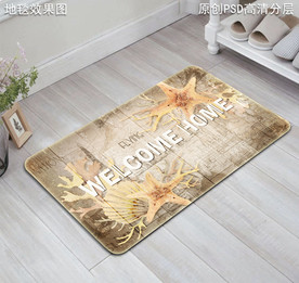 海洋复古浴室地垫