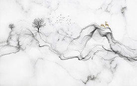 大理石纹抽象线条麋鹿背景墙
