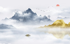 中式水墨山水画