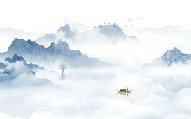 中式水墨山水画