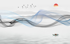 新中式山水背景墙