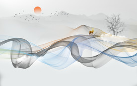 新中式水墨电视背景墙